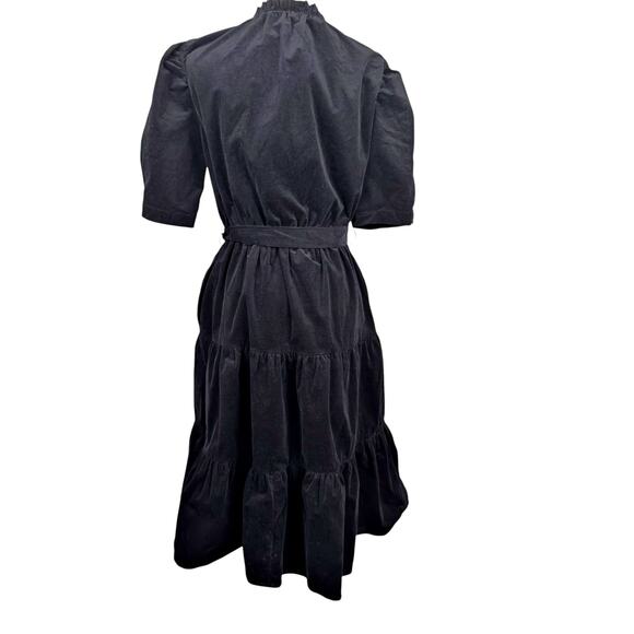 Draper James M Puff Sleeve Tiered Ruffle Neck Button Micro Corduroy Belted Dress - Picture 7 of 11